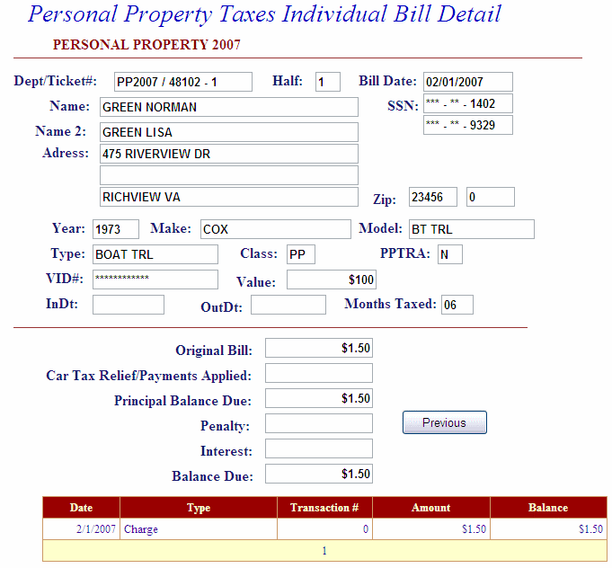 Ticket detail example